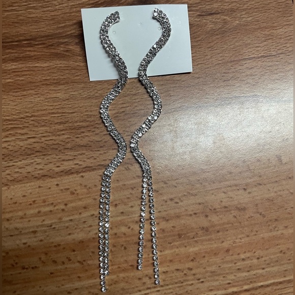 Gold Swirl Rhinestone Earrings - Picture 7 of 13